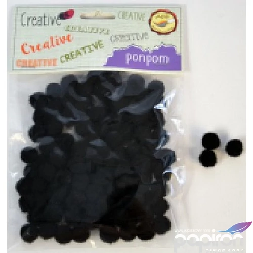 Dekor pompon 10mm fekete 100db/csomag 