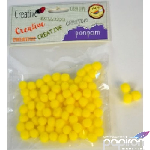 Dekor pompon 10mm sárga 100db/csomag 