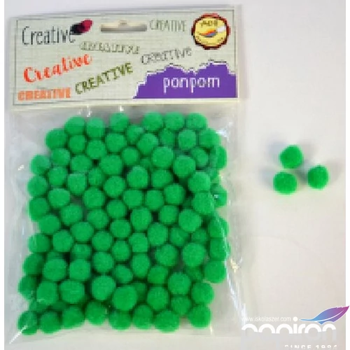 Dekor pompon 10mm s.zöld 100db/csomag