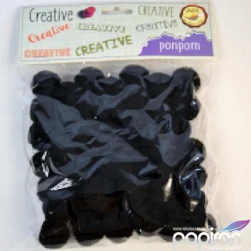 Dekor pompon 20mm fekete 50db/csomag