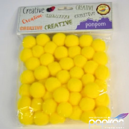 Dekor pompon 20mm sárga 50db/csomag