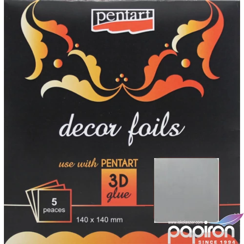 Dekorfólia ezüst 14x14cm- 5db csomag