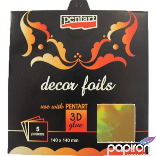 Dekorfólia hologram arany 14x14cm- 5db csomag
