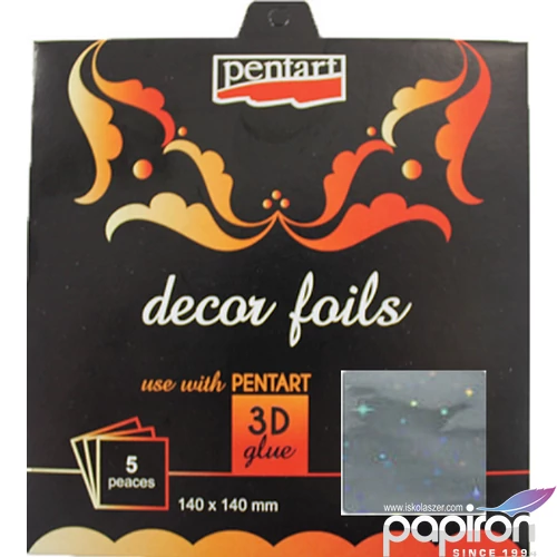 Dekorfólia hologram csillag 14x14cm- 5db csomag