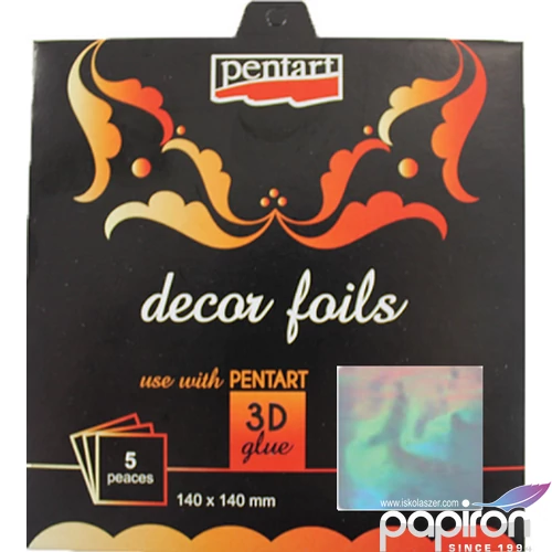 Dekorfólia hologram ezüst 14x14cm- 5db csomag