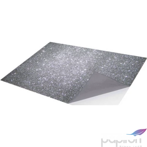 Dekorgumi glitteres ezüst 2mm, A4, öntapadós - EVA
