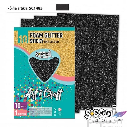 Dekorgumi glitteres öntapadós fekete A4