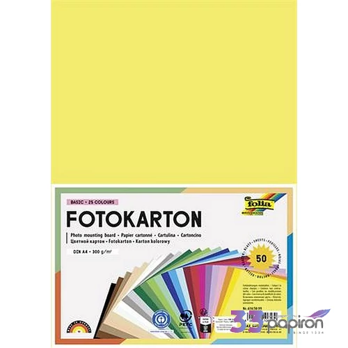 Dekorkarton 2 oldalas A4 300 g 25x2 lap FOLIA vegyes színekFOLIA FOLIA vegyes színek