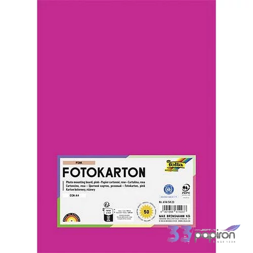 Dekorkarton 2 oldalas A4 300 g 50lap FOLIA rózsaszínlap FOLIA róz lap FOLIA rózsaszín