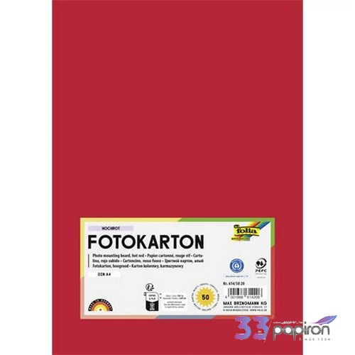 Dekorkarton 2 oldalas A4 300 g 50lap FOLIA tűzpiroslap FOLIA tűzp lap FOLIA tűzpiros