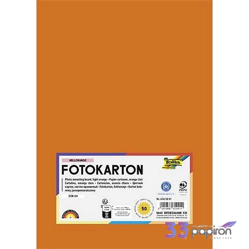 Dekorkarton 2 oldalas A4 300 g 50lap FOLIA világosnarancslap FOLI lap FOLIA világosnarancs