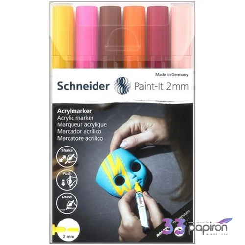 Dekormarker 2mm Schneider akril,Paint-It 310, 6 különböző szín TSC310V62