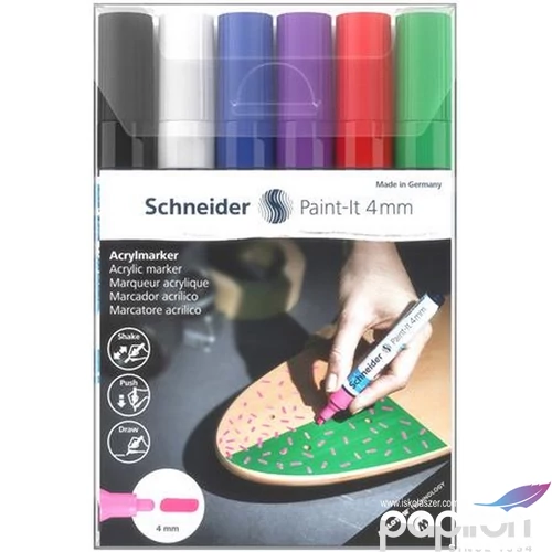 Dekormarker 4mm Schneider akril, Paint-It 320, 6 különböző szín TSC320V61