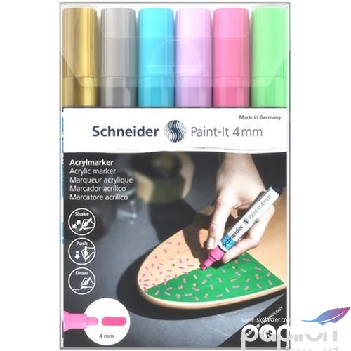 Dekormarker 4mm Schneider akril, Paint-It 320, 6 különböző szín TSC320V62