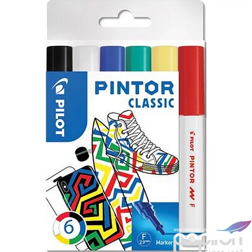 Lakk Decomarker Pilot Pintor F' 1mm vízbázisú 6klasszik szín Írószerek PILOT PIN-NORM-S6-F