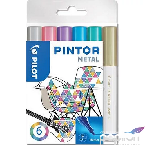 Lakk Decomarker Pilot Pintor F' 1mm vízbázisú 6metál szín Írószerek PILOT PIN-MET-S6-F