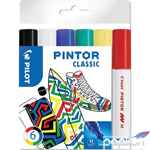 Lakk Decomarker Pilot Pintor M' 1,4mm vízbázisú 6klasszik szí Írószerek PILOT PIN-NORM-S6-M