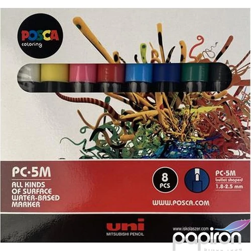 Dekormarker Uni készlet, 1,8-2,5 mm, Posca PC-5M 8 különböző szín