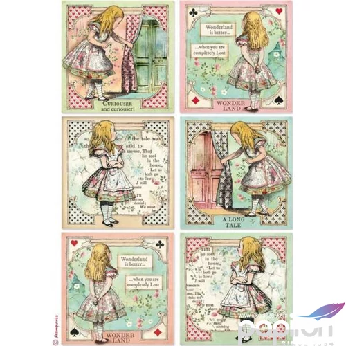 Decoupage rizspapír A4 Alice cards DFSA4382