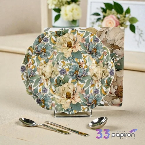 Desszertes tányér porcelán 19cm,szett PEONY WHITE 2 db/szett Díszdobozban
