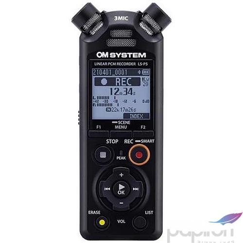 Diktafon digitális 16GB memória OM SYSTEM LS-P5 fekete