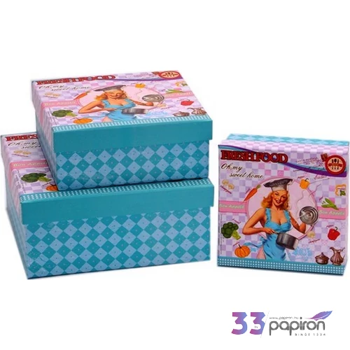 Doboz ládika Mintás kék, szögletes papír, DD43343/S3 (599648 DD43343/S3 (5996488433438)