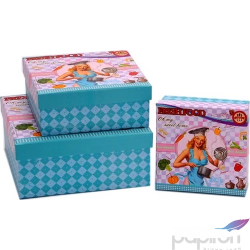 Doboz ládika Mintás kék, szögletes papír, DD43343/S3 (599648 DD43343/S3 (5996488433438)