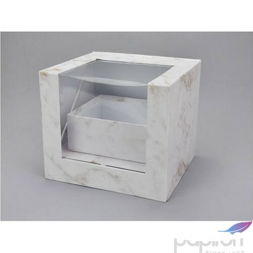 Díszdoboz felnyitható kocka fiókkal márvány 23,5x20,5x20,5cm