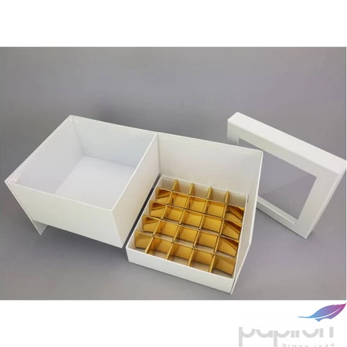 Díszdoboz karton virágbox és bonbon doboz tetővel fehér méretek: 18.5x18.5x15.5cm