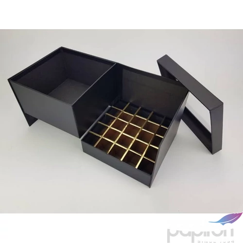 Díszdoboz karton virágbox és bonbon doboz tetővel fekete méretek: 18.5x18.5x15.5cm