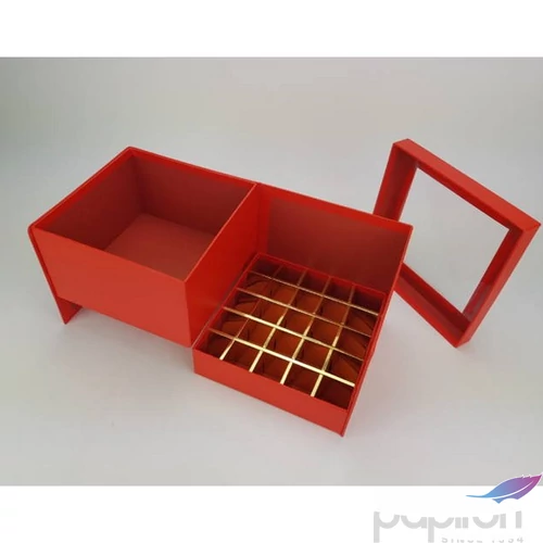 Díszdoboz karton virágbox és bonbon doboz tetővel piros méretek: 18.5x18.5x15.5cm