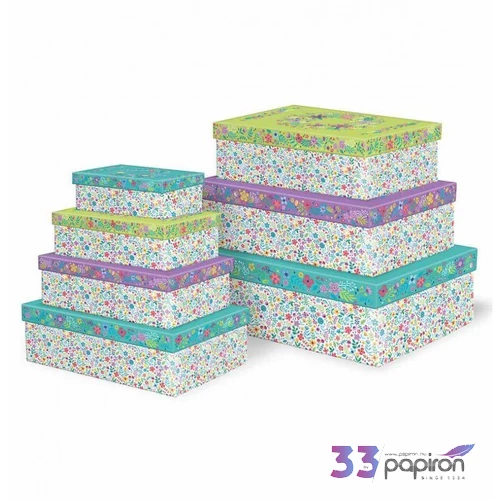 Díszdoboz papír t türkiz virág S7/5 16,7 x 10,7 x 4,8 cm Az ár egy darabra vonatkozik!