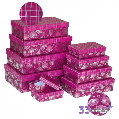 Díszdoboz papír téglalap pink S10/10 26,4 x 17,6 x 7,3 cm Az ár egy darabra vonatkozik!