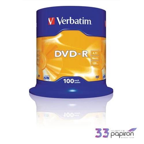 DVD-R 4, 7GB, 16xVerbatim AZO 100db/henger DVDV-16B100