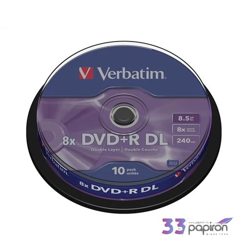 DVD+R DL 8, 5GB 8xVerbatim kétrétegű Double Layer 10db/henger DVDV+8DLB9