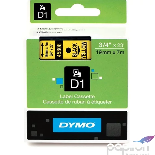 Feliratozó szalag Dymo 19mmx7m DYMO S0720880 sárga-fekete Feliratozógéphez szalagok