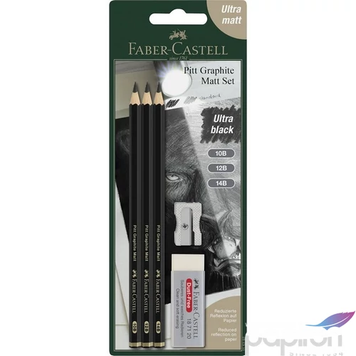 Faber Castell grafitceruza szett, Art and Graphic 3db-os PITT MATT +radír +hegyező bliszterben