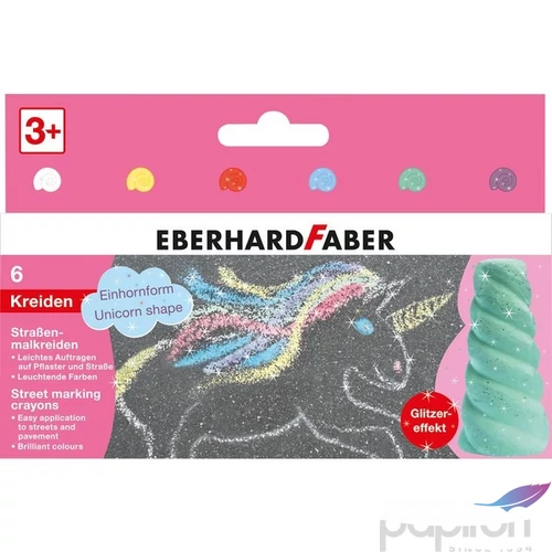 Eberhard Faber aszfaltkréta készlet 6db-os csillámos unikornis
