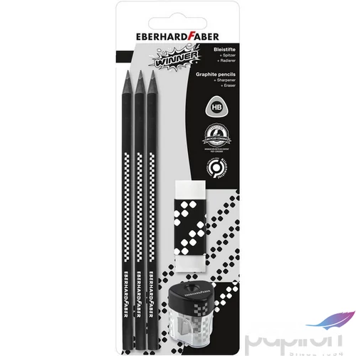 Eberhard Faber grafitceruza 3Db-Os +Hegyező+Radír WINNER HB BL.