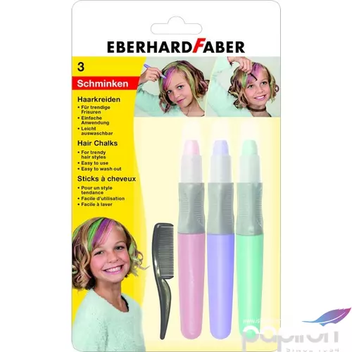 Eberhard Faber hajszínező EF-Hajszínező kréta 3db-os pasztell szín csavarható mechanikával E579202