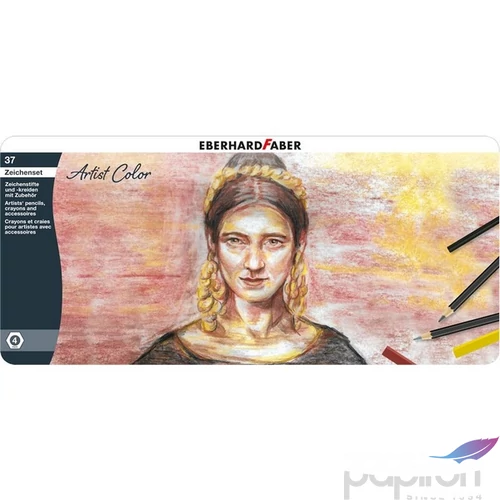 Eberhard Faber művész ceruza Kréta Készlet 37Db-Os Fém Dobozban ARTIST COLOR