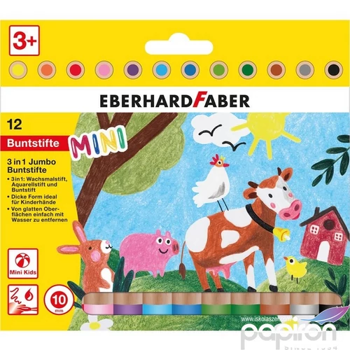 Eberhard Faber színes ceruza 12db-os "3in1" MINI KIDS 10mm-es heggyel