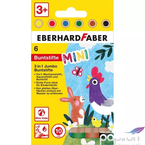 Eberhard Faber színes ceruza 6db-os "3in1" MINI KIDS 10mm-es heggyel
