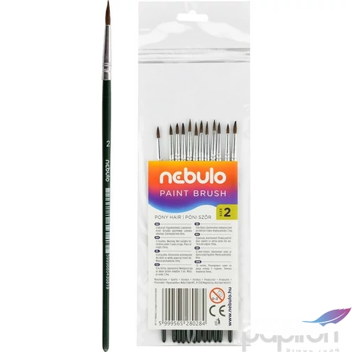 Ecset No.2 Nebulo kerek festett fanyél, hegyes, póniszőr Iskolaszerek Nebulo HE-1-2-F