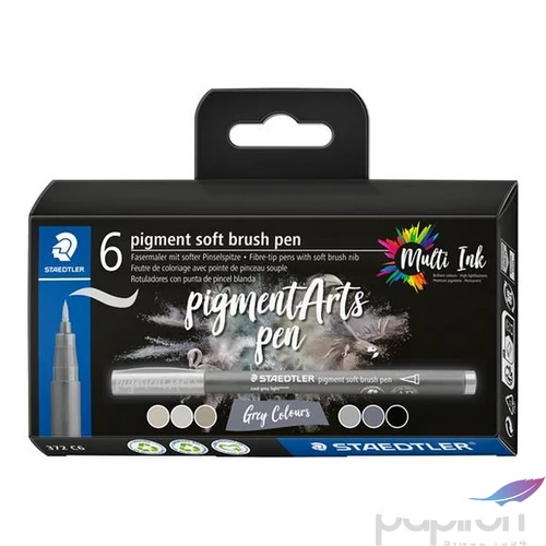 Ecsetiron készlet Staedtler Pigment 372, 6 Különböző Fekete És Szürke Árnyalat