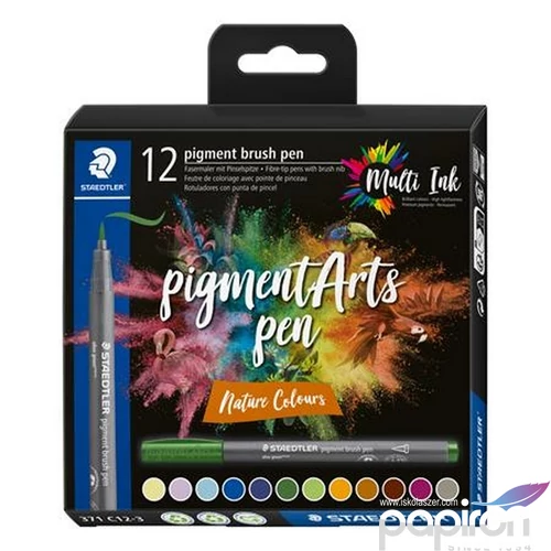 Ecsetiron készlet Staedtler Pigment Brush 371, 12 Különböző Természeti Szín