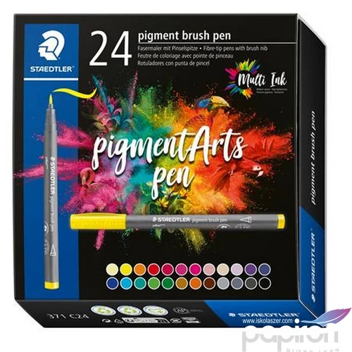 Ecsetiron készlet Staedtler Pigment Brush 371, 24 Különböző Szín TS371C24