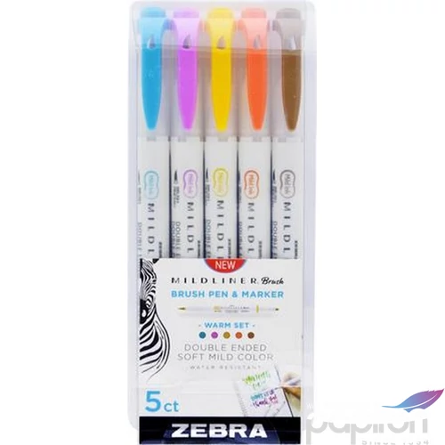 Ecsetiron készlet Zebra kétvégű Mildliner Warm, 5 szín 