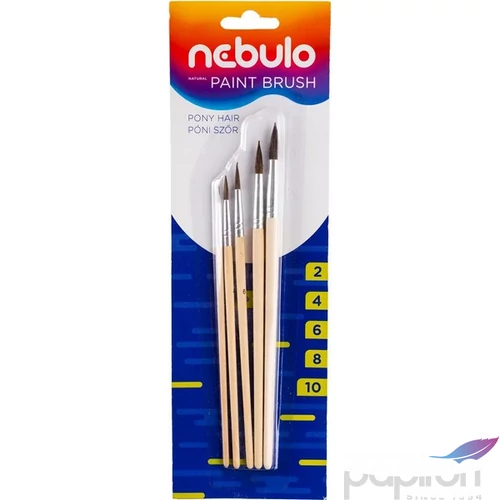 Ecsetkészlet 5db-os Nebulo natúr fanyél, póniszőr No.2-4-6-8-10 Iskolaszerek Nebulo HEK-N-5