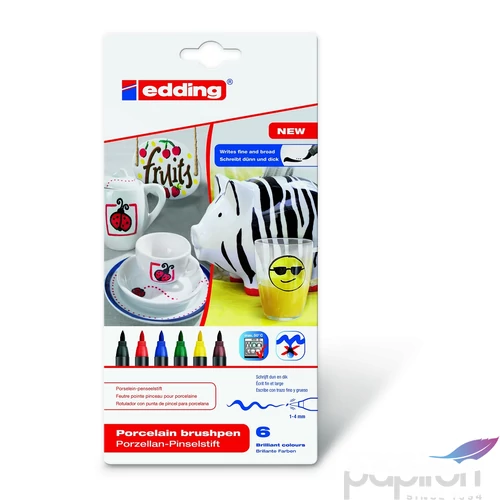 Edding 4200/6 porcelán ecsetirón 6-os készlet family színek Porcelán marker ecsetjellegű